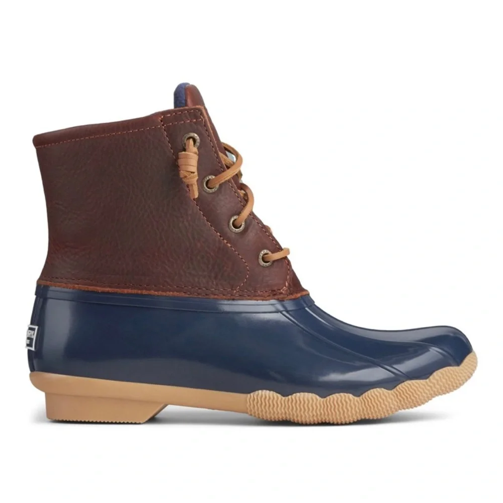 🌸NEW Sperry Blue and Brown Rain & Snow Boots Women’s Sz 7.5 With Box.